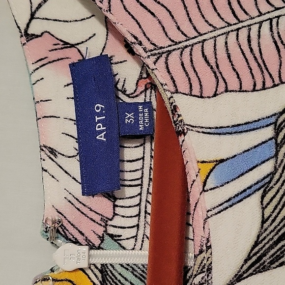 Apt. 9 women's 3X tropical floral print short sleeve ruffle hem dress - Picture 3 of 9